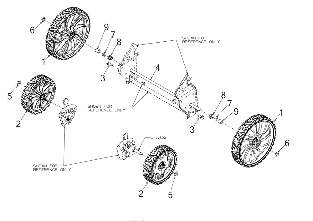 Wheels Diagram and Parts List for CSV050 (24B05MP710)(2019) Cub Cadet Chipper Shredder